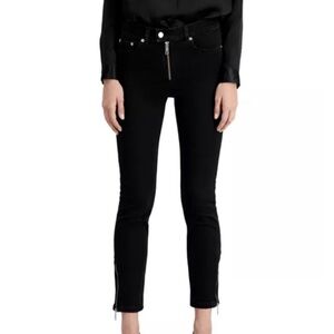 The Kooples Black Denim Skinny Jeans Mid Rise Size 36 US 25/26 NWT Grunge Goth